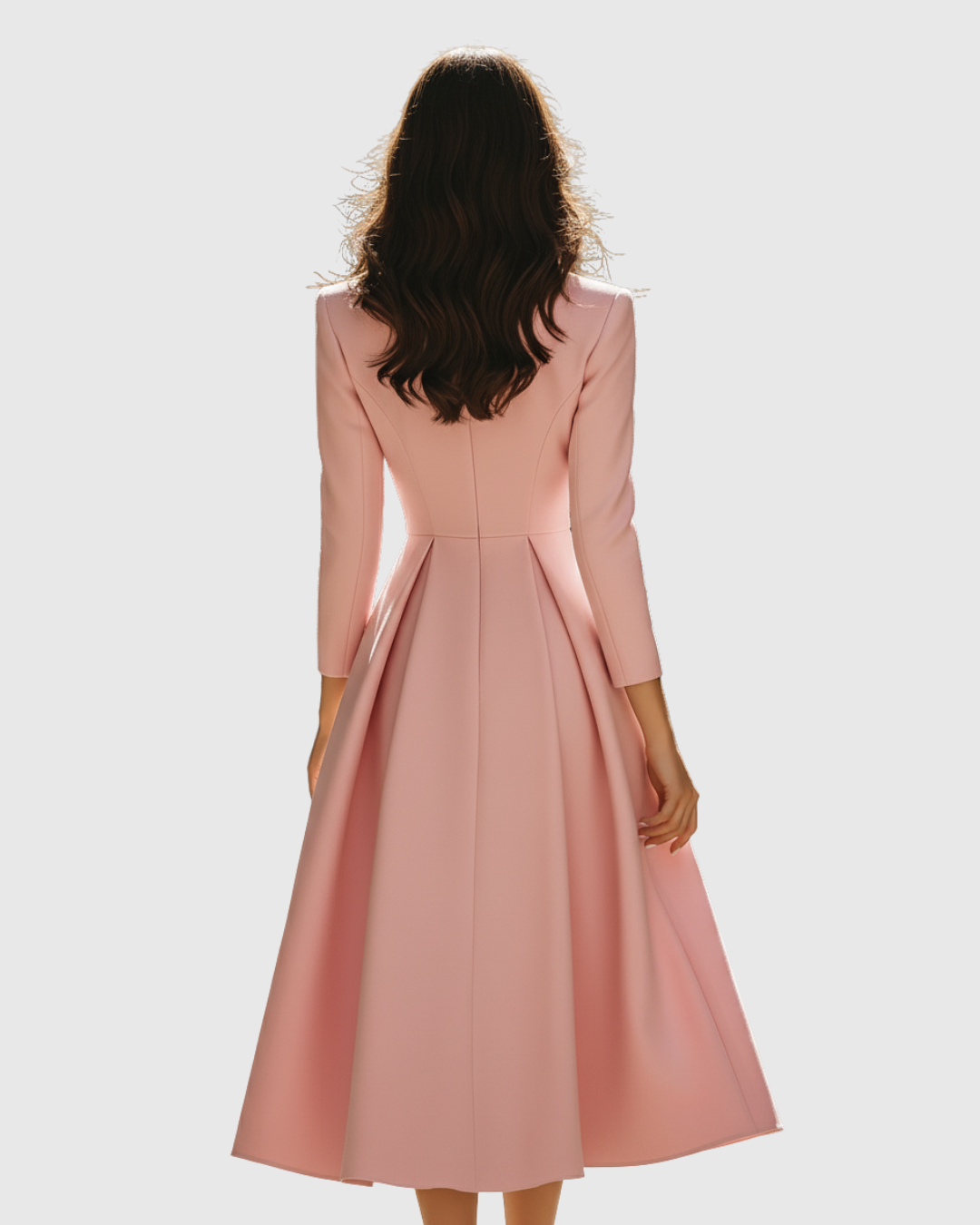 Ceryth - Elegant Pleated Blazer Midi Dress