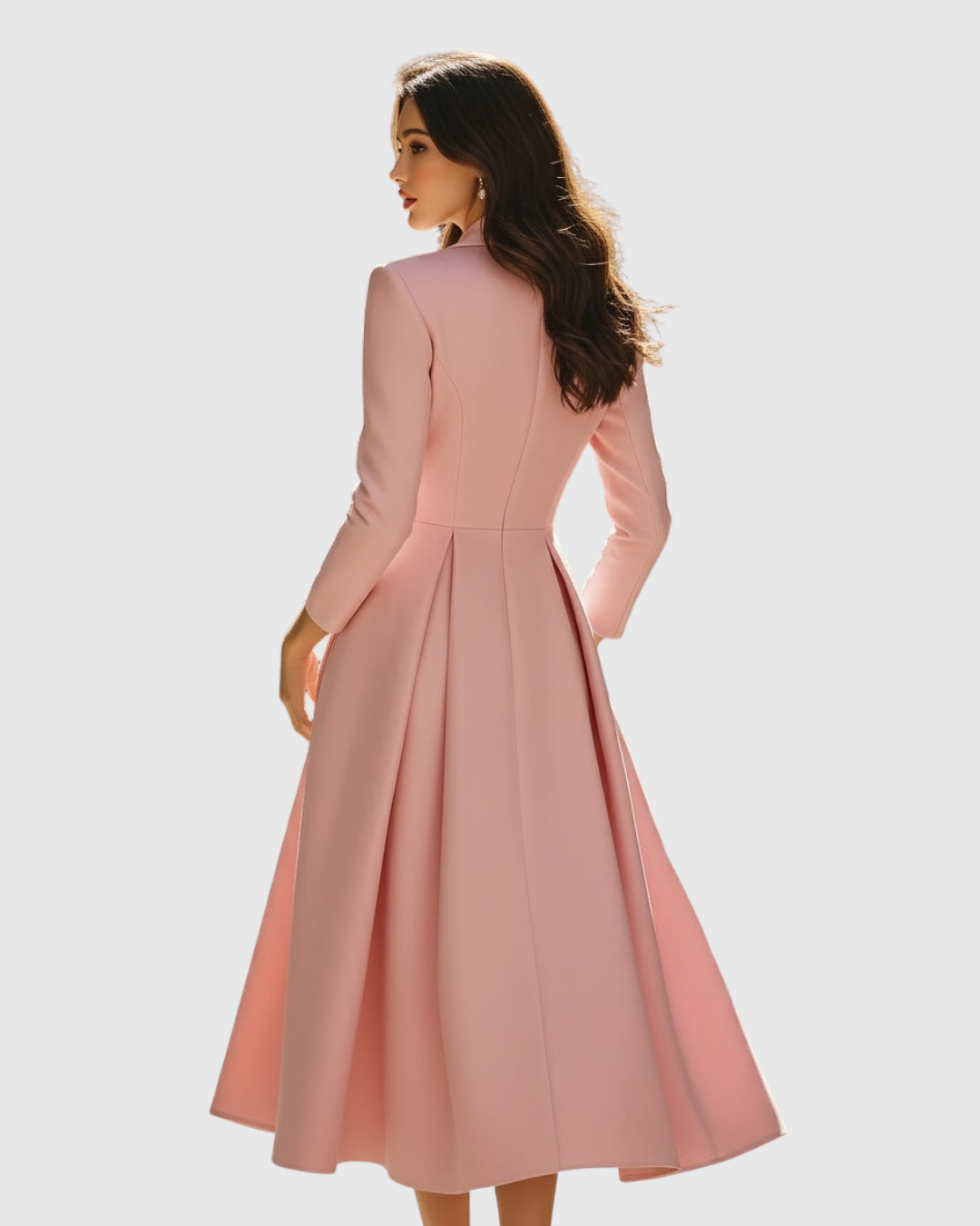 Ceryth - Elegant Pleated Blazer Midi Dress