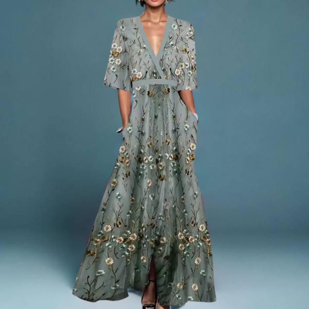 Fiona - Chic Floral Long-Sleeve Dress