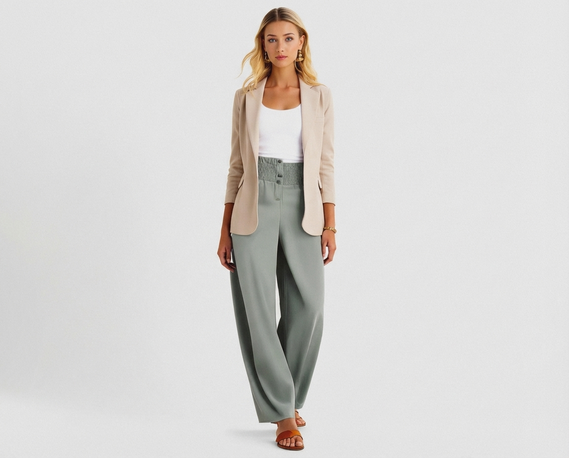 Linen wide leg trousers