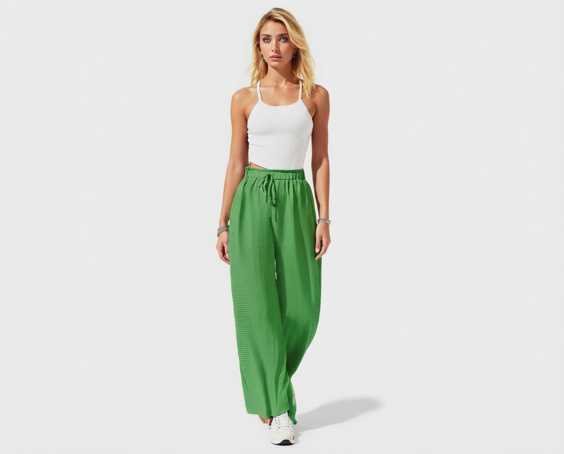 Draw string wide leg loose trousers