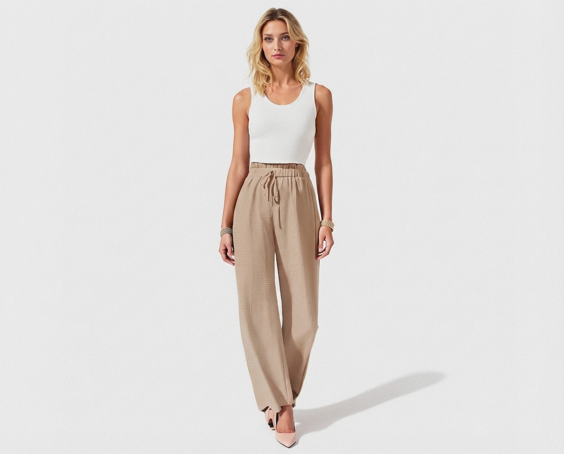 Draw string wide leg loose trousers