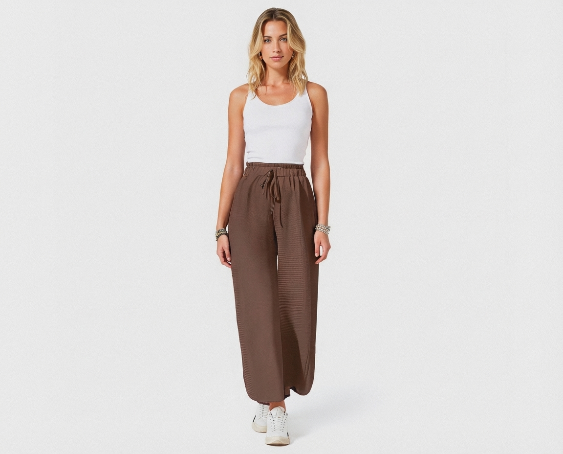 Draw string wide leg loose trousers