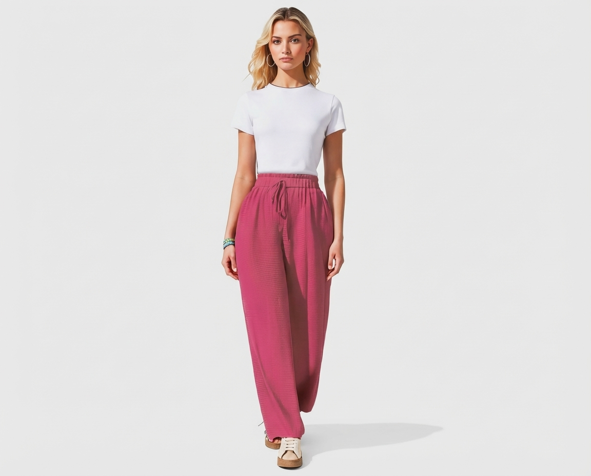 Draw string wide leg loose trousers