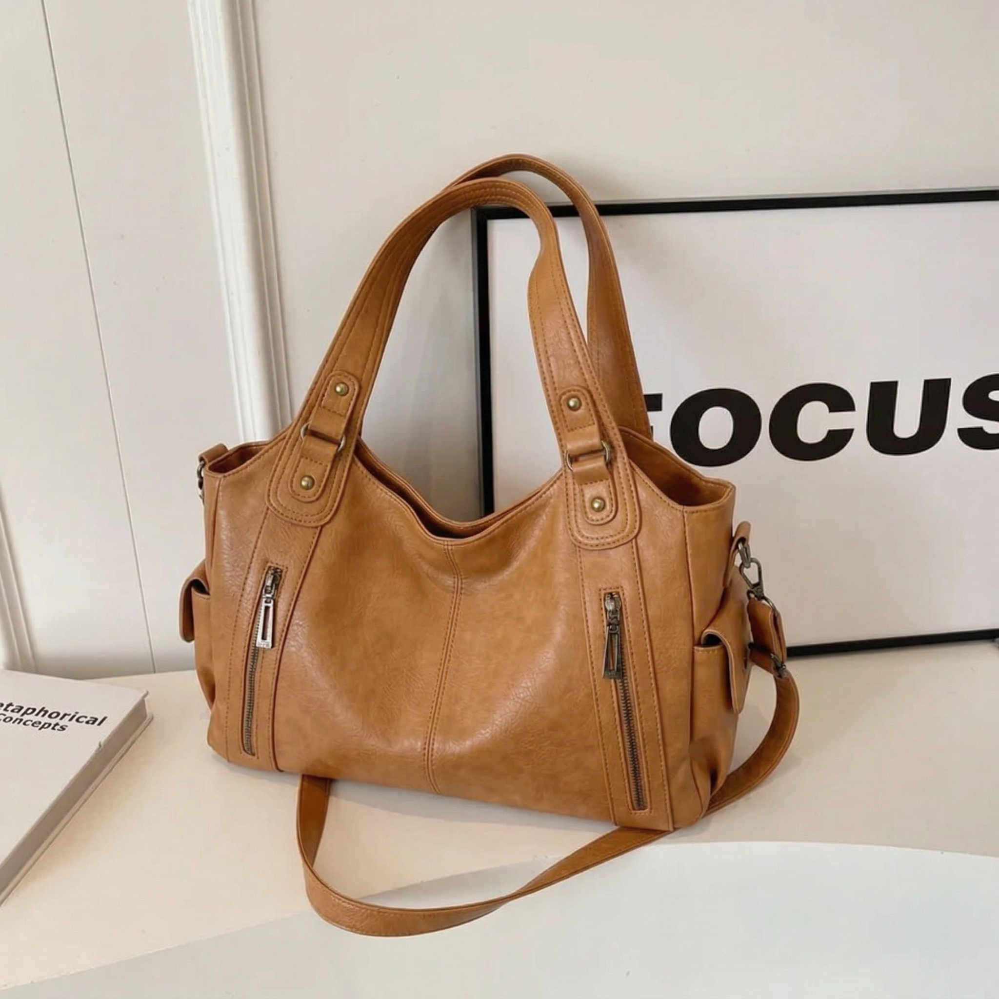 Uma - Dual Zipper Large Capacity Shoulder Bag