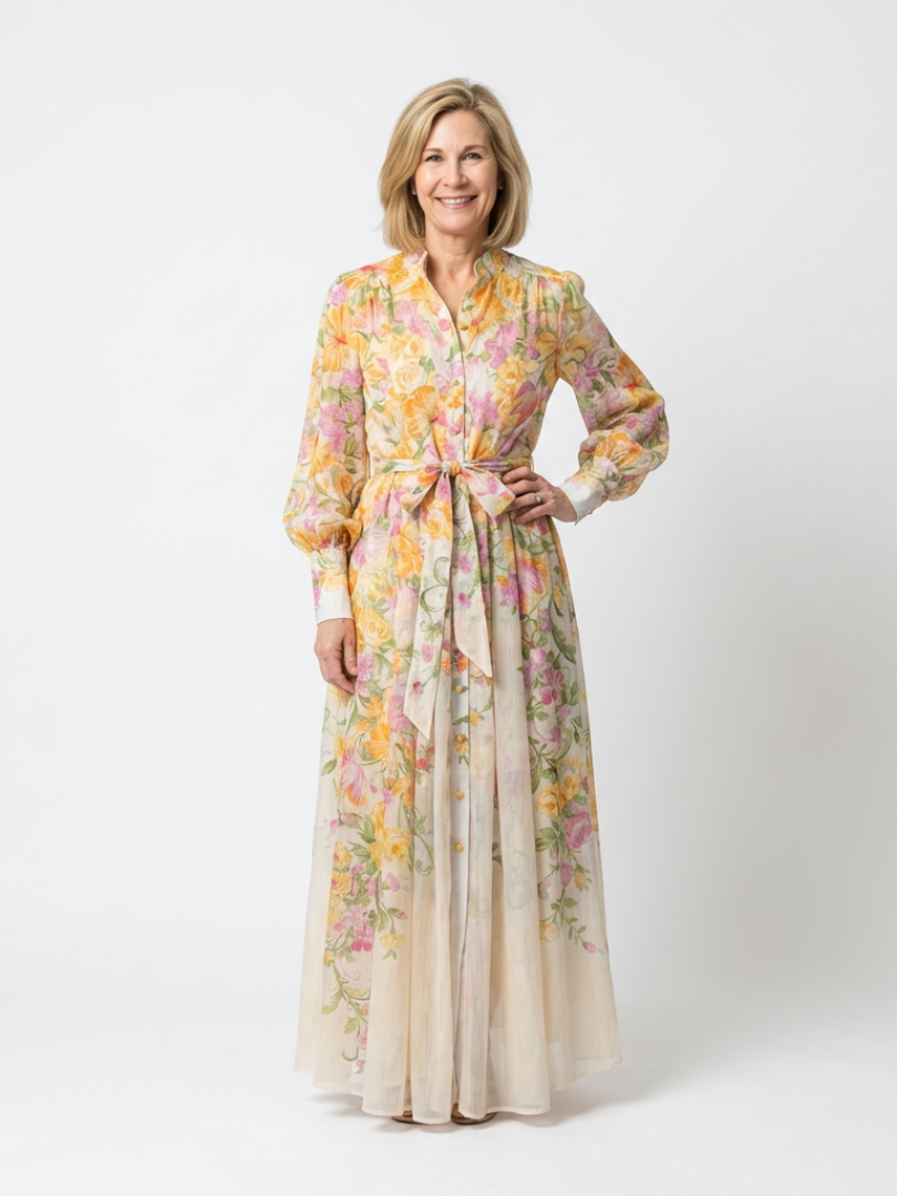 Cressida - Floral Sheer Long Sleeve Maxi Dress