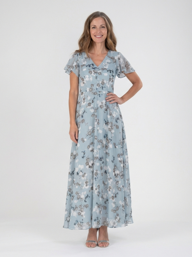 Ismeria - Floral Chiffon Maxi Dress