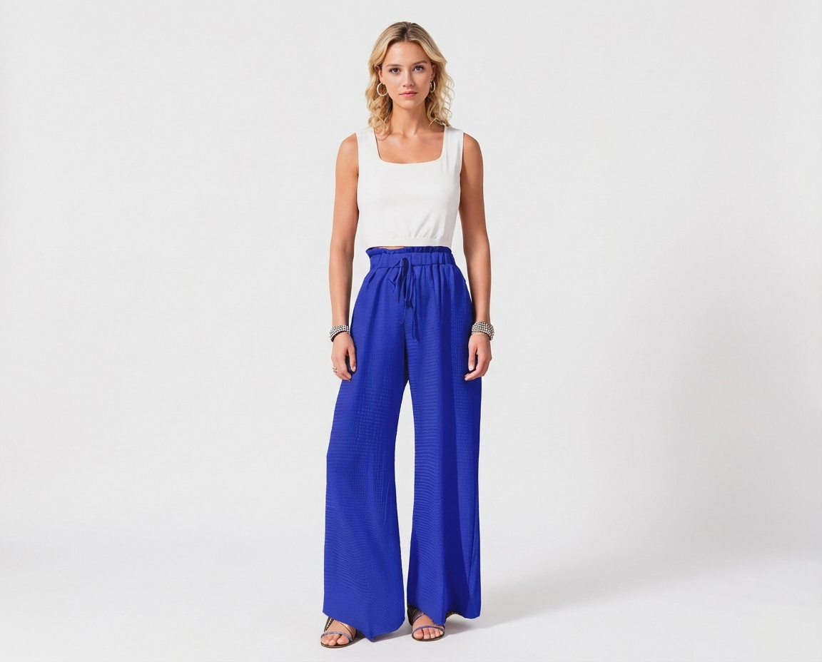 Draw string wide leg loose trousers